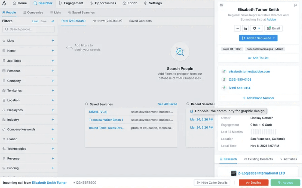 Blox CRM caller dashboard