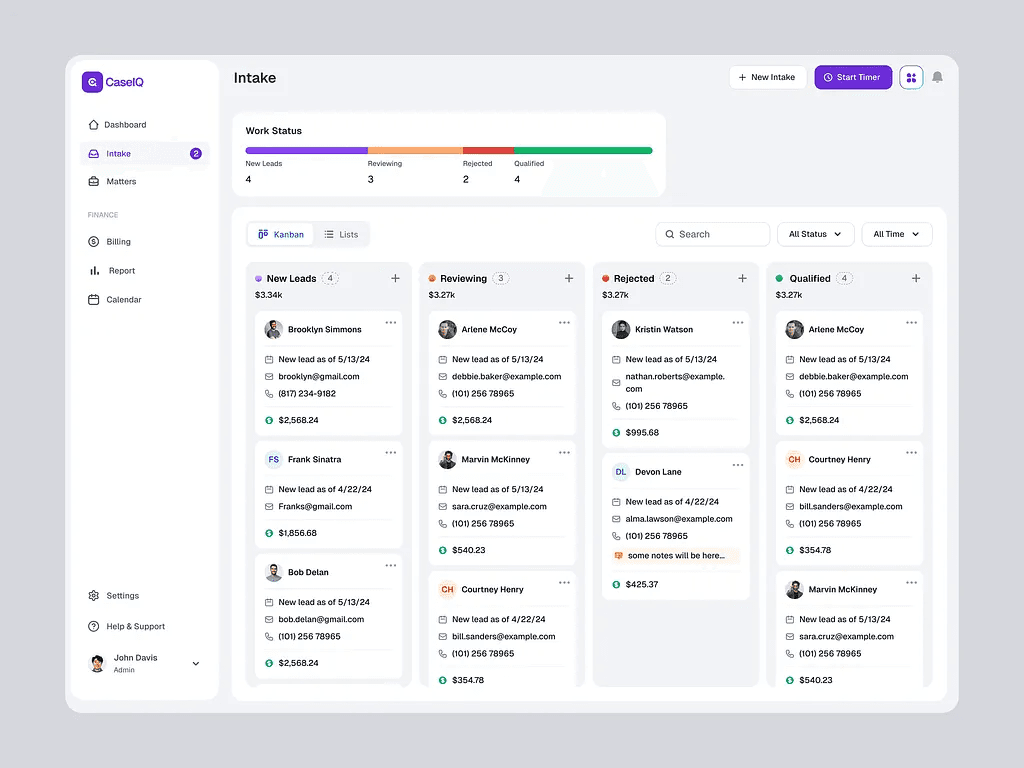 AI lead intake and triage software mockup