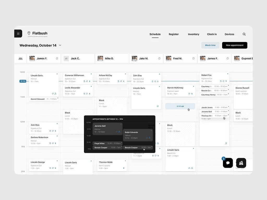 Automated appointment scheduling system mockup