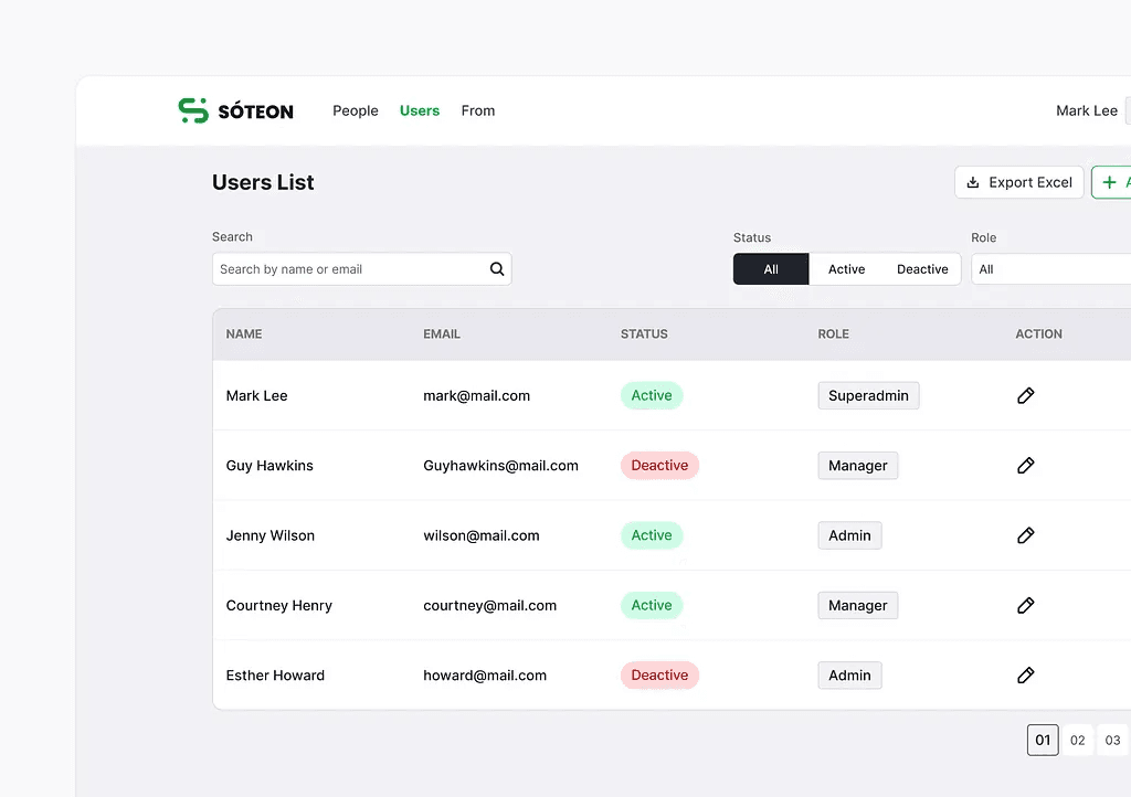 Team management hub mockup